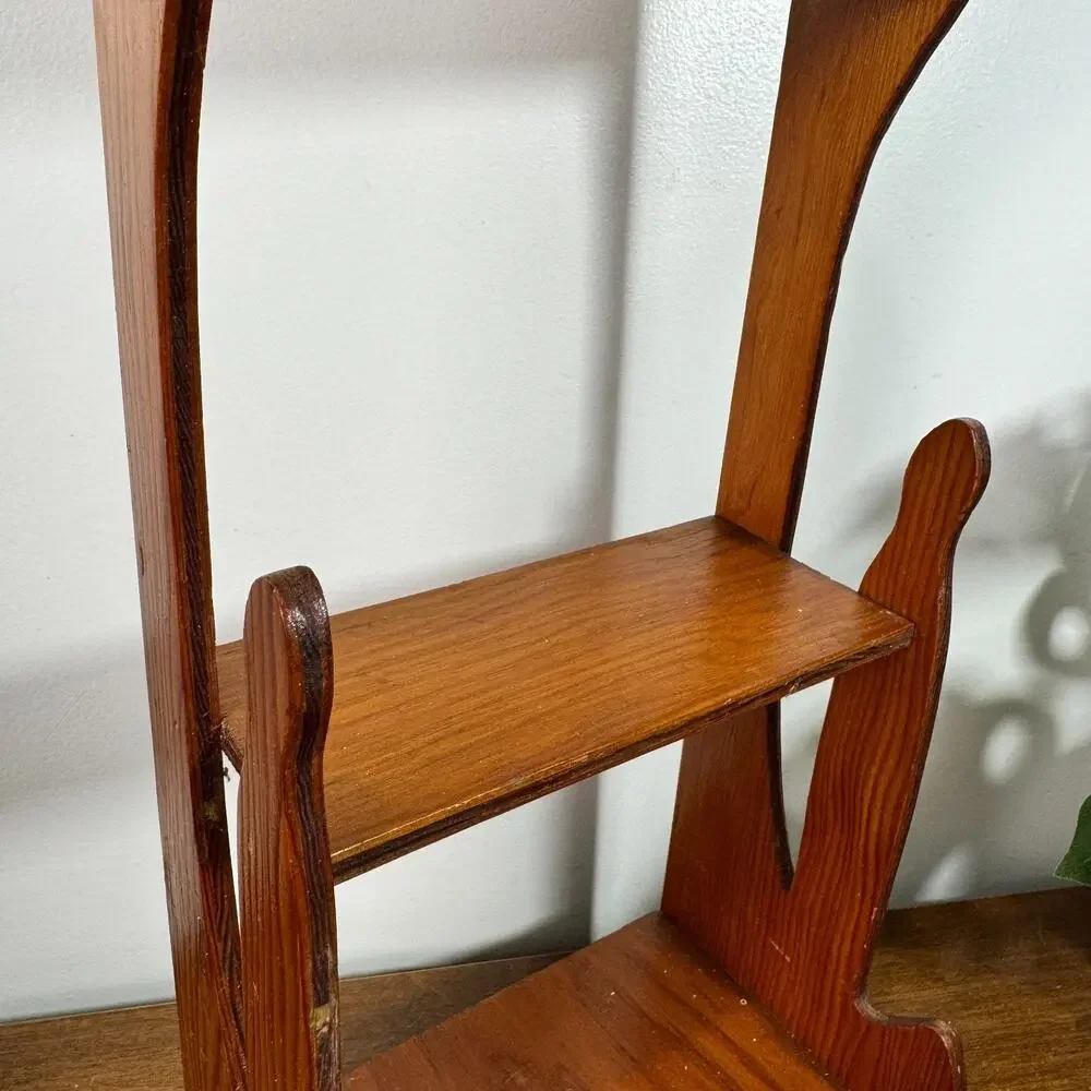 Vintage Hanging Trinket Shelf Wood 3 Tier Shelves Display MCM 1942 6.5x15